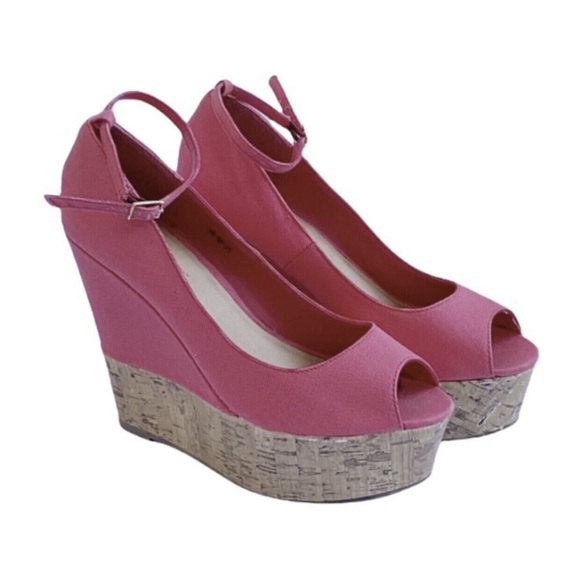 JustFab Coral peep-toe wedges 7.5 - Picture 1 of 9